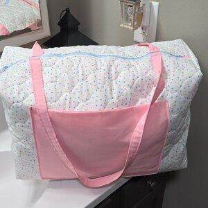 Handmade Quilted Duffle Bag –Multi Color Heart Weekender/ Carry On Tote